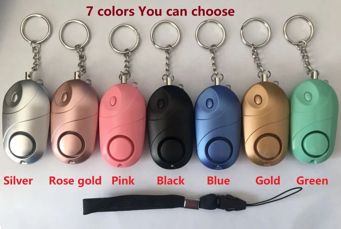 7 färger Nytt självförsvar 130db Larm med LED-ljus Keychain Alarm Girl Women Old People Personal Alarm