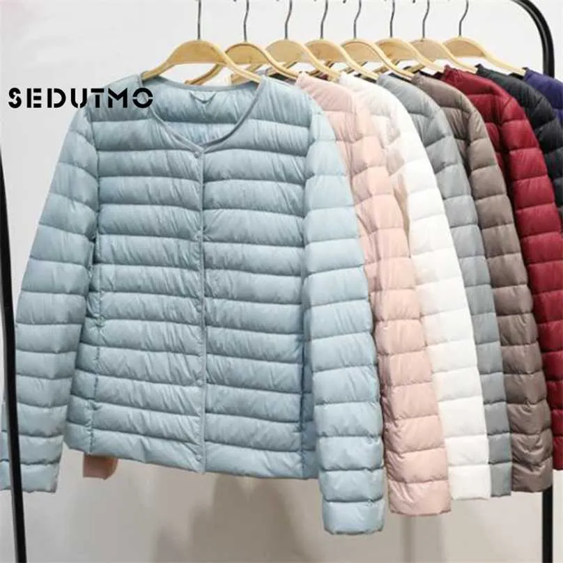 Sedutmo Vinter Kvinnor Duck Down Jacket Ultra Light Coat Kort Höst Slim Casual Puffer Outwear Ed617 211018