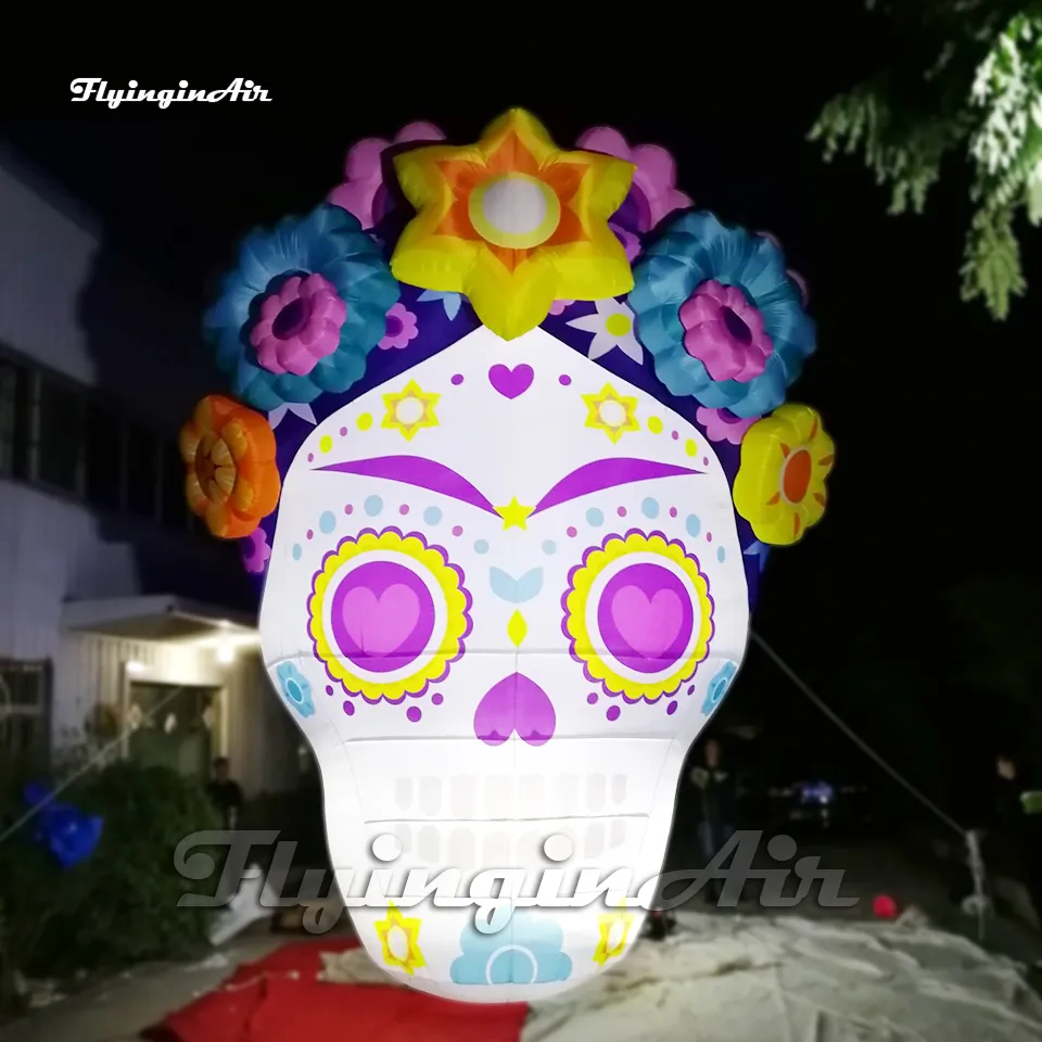 パーソナライズされた広告の膨脹可能な頭蓋骨モデル5mの白い巨大な爆発屋外ハロウィーンのカーニバルの夜の装飾のための悪魔の頭の風船