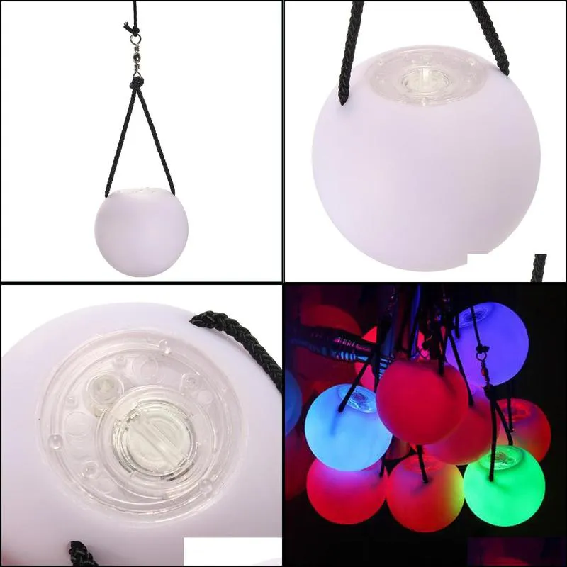 Wholesale- Hot Sale Pro Flashing LED Multi-Coloured Glow POI Thrown Balls Light up For Professional Belly Dance Hand Props Waterproof