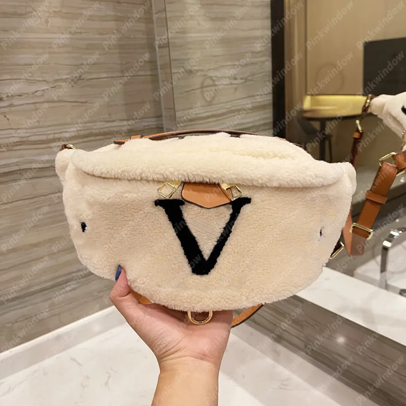 Fuzzy Waist Bag Women Fluffy Handbag Womens Crossbody Bags Designer Fanny Pack Womens Furry Shoulder Briefcase Bumbag Fannypack P2109132L