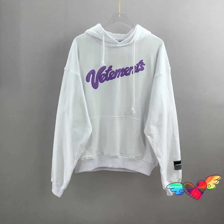 Vetements Sweet Hoodie 2021 Mężczyźni Kobiety Wysokiej Jakości Purpurowa Pianka Drukowanie Vetements Bluzy Terry Bawełniane VTM Swetry S0804