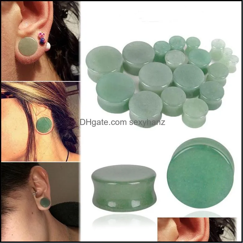 Andra kroppsmycken Natural Purple Green Stone Ear Plugs Mätare örhängen 8-20mm Plugg Flesh Tunnel Expander Bår Piercing Drop Delivery 2