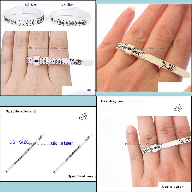 50PCS Sizer UK USA British American European Standard Size Measurement Belt Rings Ring Finger Screening Jewellery Tool