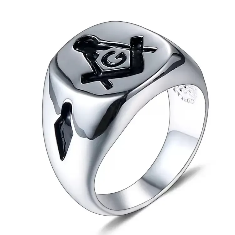 Fashion Masonic Rings Stainless Steel Compass Square Mason Freemason Signet Ring Freemasonry Fraternal Association men's jewel