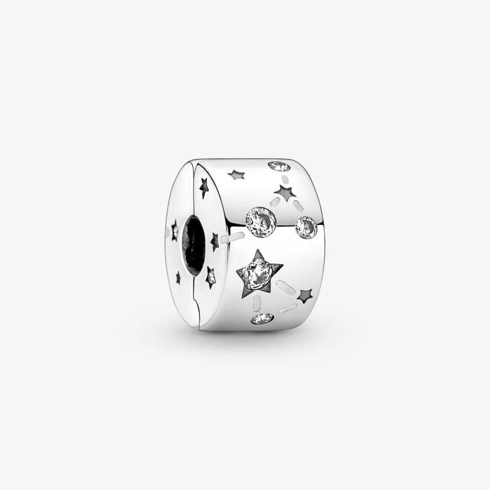 100% 925 Sterling Silver Galaxy Constellation Clip Constels Fit Pandora Oryginalny Europejski Charm Bransoletka Moda Kobiety Ślubne Akcesoria Biżuteria