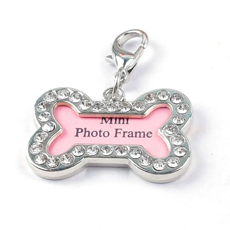 Dog mini Cute ID Tag Personalized Pet Handwriting Pets Name Photo Frame For Cat Puppy Dogs Collar Tag Pendant plum Bossom star Design HH21-800