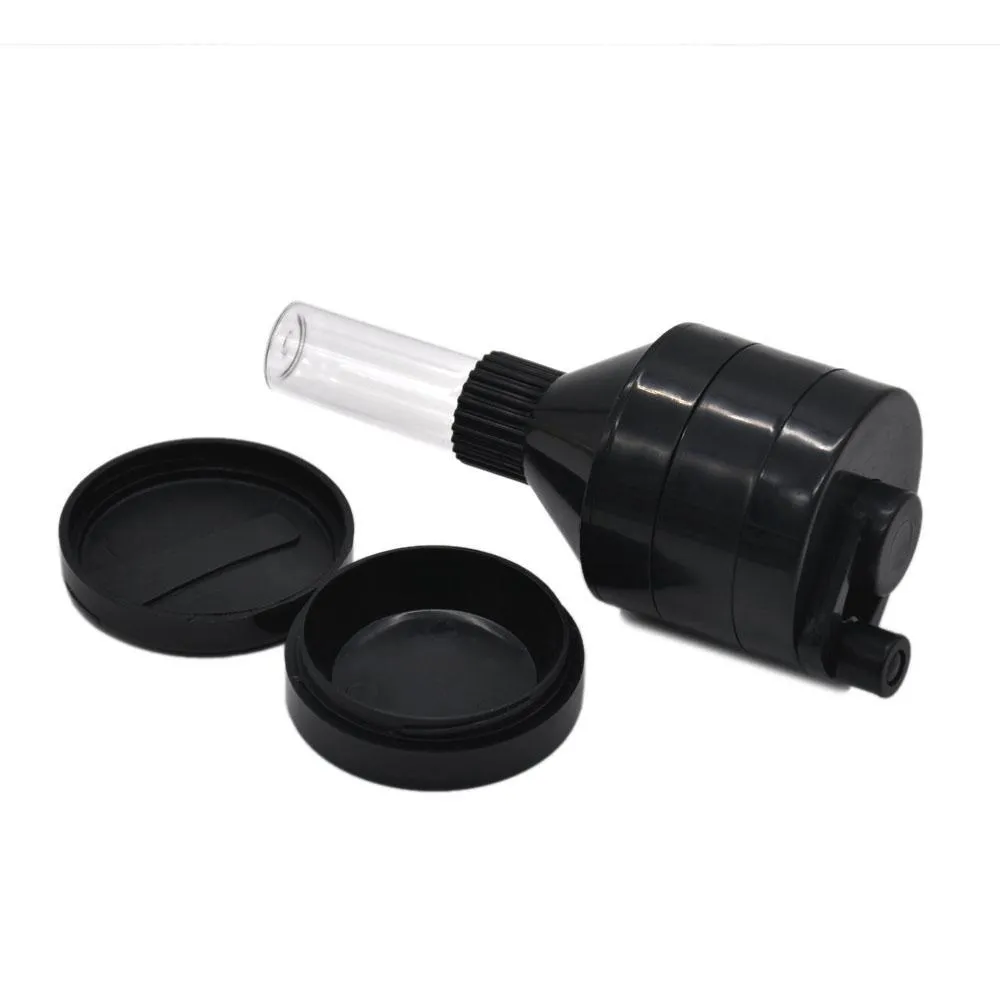 Plastic Funnel Mill with Glass Bottle and Storage Case Grinder Tobacco Herb Spice Cracker Mill 45 MM Crusher