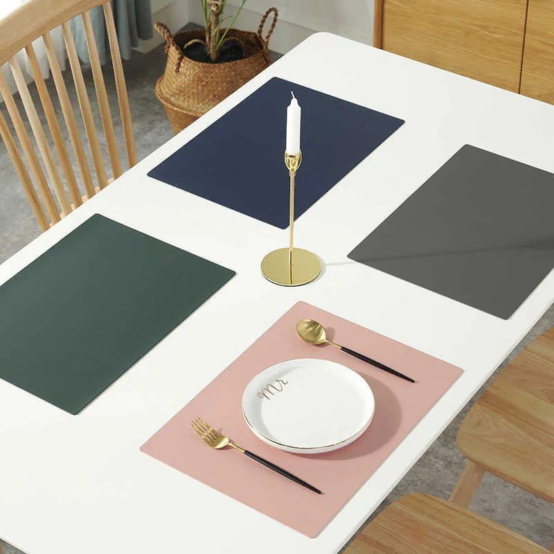 Прямоугольный стол для стола PU кожаный плацмат водонепроницаемый жиронепроницаемый подушка кухня для обеденной антисвязки изоляции 210706