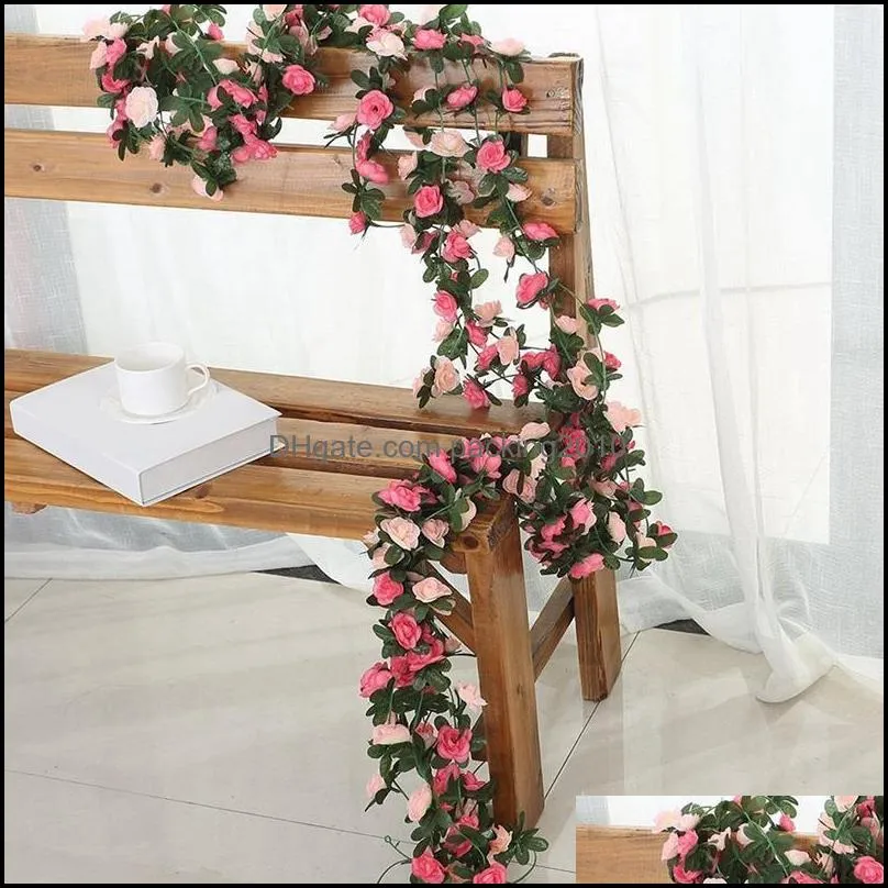 Simulation Rose Vine Family El Office Wedding Party Garden Craft Art Deco 5 Pack Decorative Flowers & Wreaths
