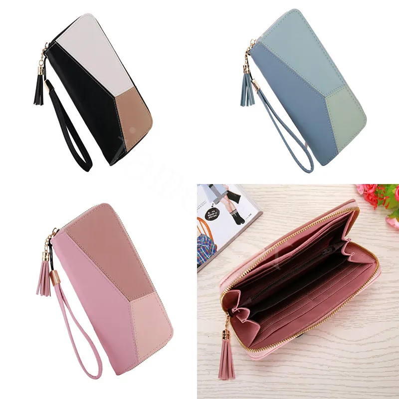 Geometric Women Cute Pink Wallets Pocket Purse Card Holder Patchwork Wallet Lady Female Fashion Short Coin Burse Money Bag DB497