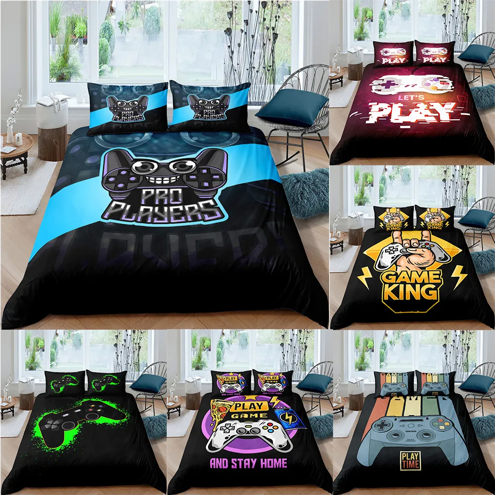 Di lusso 2/3 pezzi Gamer Copripiumino Cartoon King Queen Set di biancheria da letto singolo Bambini Ragazzi Ragazze Set da letto Gioco Trapunta Trapunte Coperture 210309