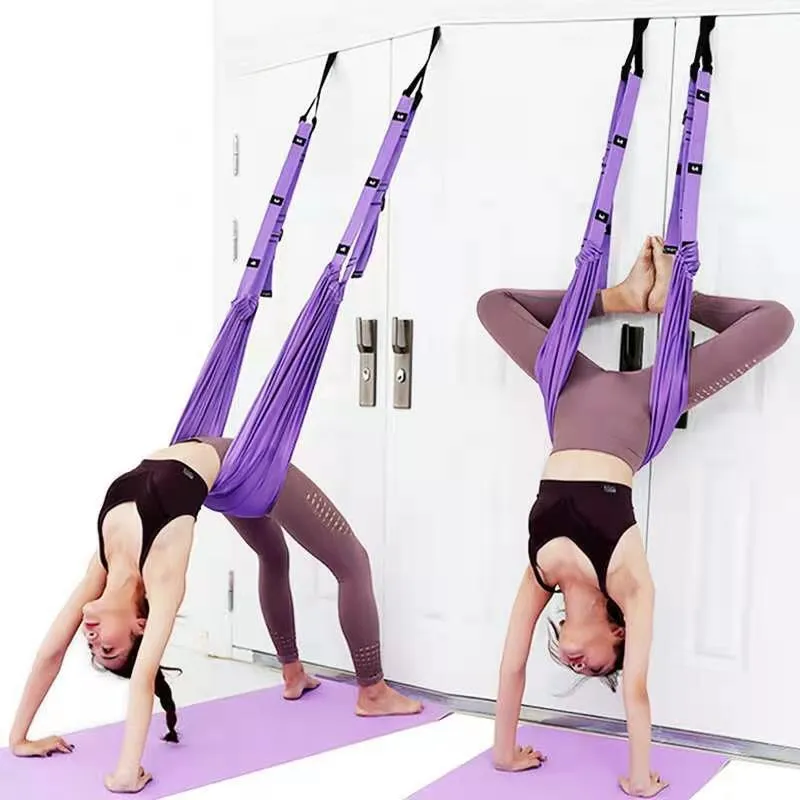 Complete Aerial Yoga Hammock Set With Handle, Macrame Swing For