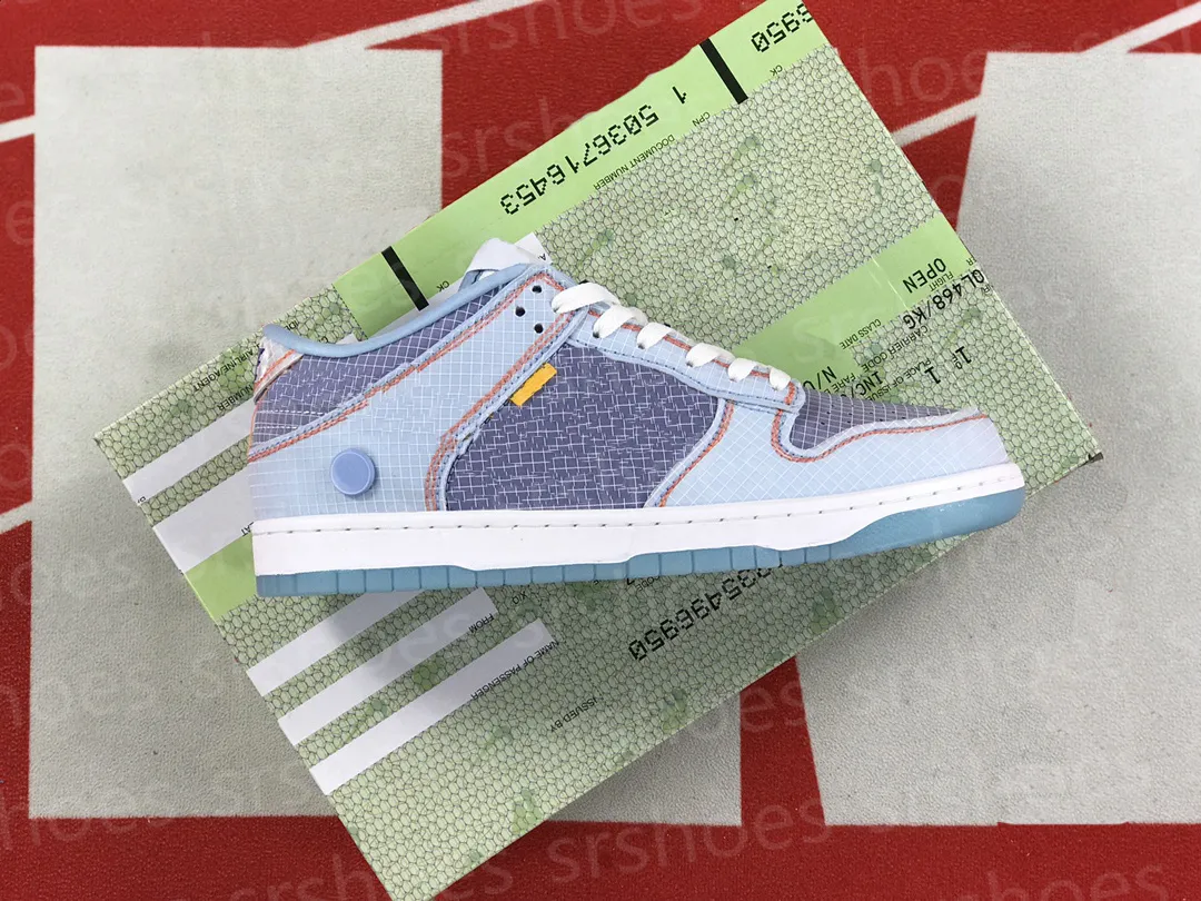 Clear Check Mesh Runner: Union X Frontman Dun Low 1 - Light Blue/Yellow/Green. أحذية رياضية رياضية مشتركة UN/LA بحجم 36-45.