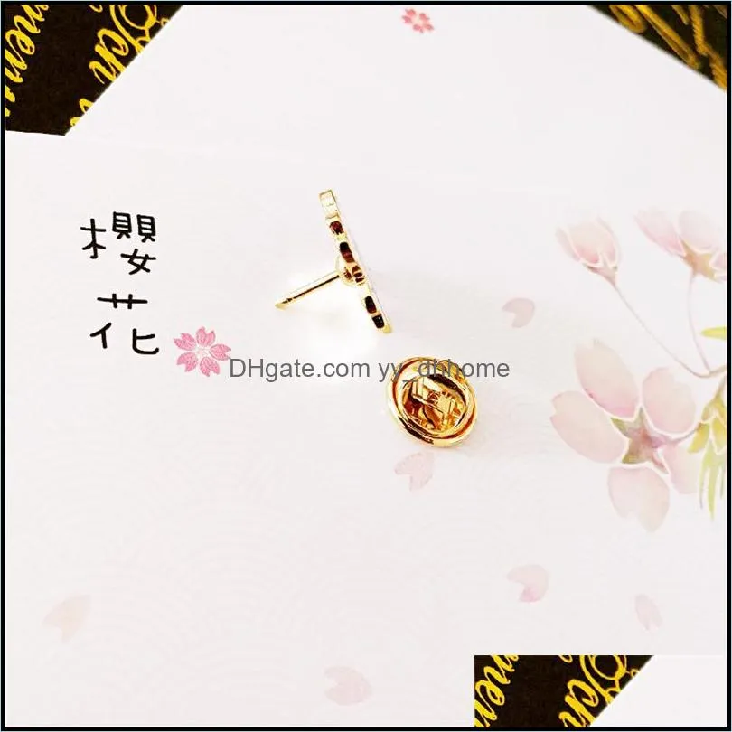 Pins, Brooches Japanese Cherry Blossoms Jewelry Brooch Flower Shape Zinc Alloy Fashion For Woman Modern Stylish 5 Color 18x17mm 1Piece