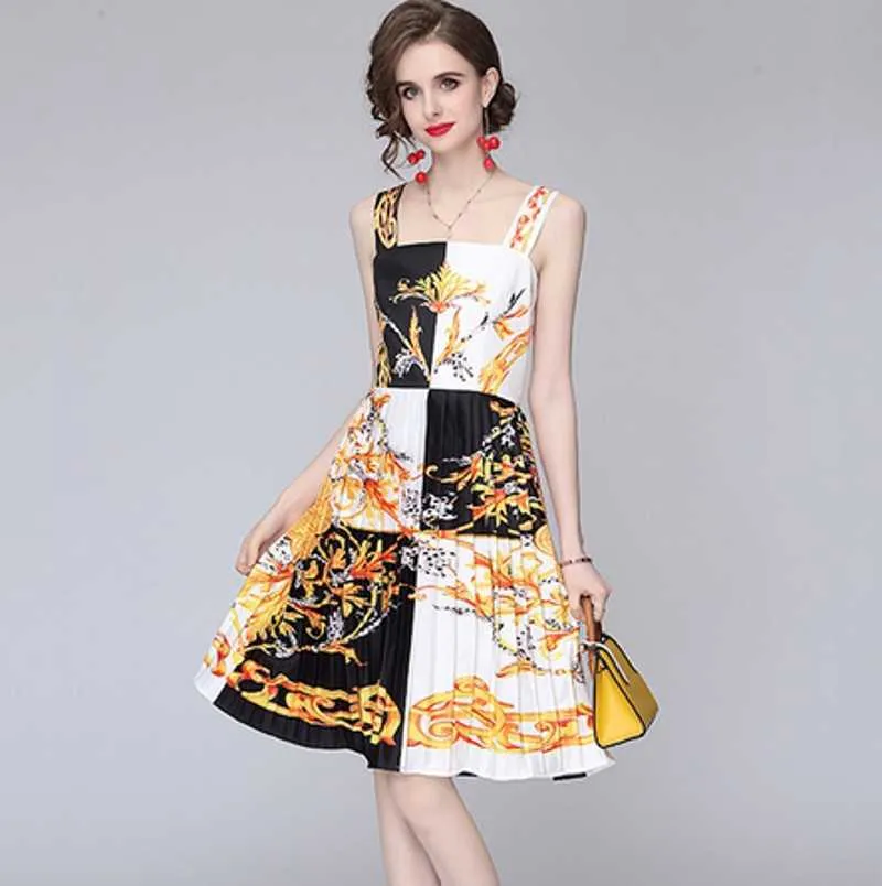 Sommar mode kvinnor boho blommig klänning spaghetti rem backless tryckta ruffles strand klänningar 210531