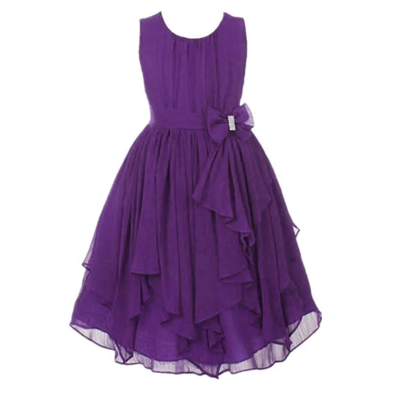 新しい女の子の夏のシフォン服のドレス子供子供のティーンプリンセスエレガントな結婚式のプロムパーティージュニアティーンエイジャー服Q0716