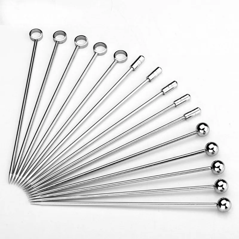 1000 pcs Nouveau Bâton De Fruits En Métal En Acier Inoxydable Cocktail Pick Outils Réutilisable Argent Cocktails Boisson Picks 4.3 Pouces 11 cm cuisine Bar Party Bar Outil