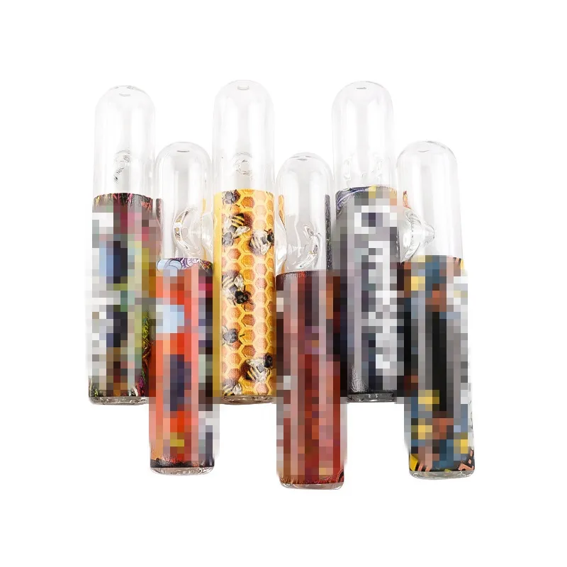 Más Cool Colorful Portable Pyrex Tubos de vidrio grueso Dry Herb Tabaco Cigarette Holder One Hitter Smoking Catcher Diseño innovador Filtro Boquilla hecha a mano