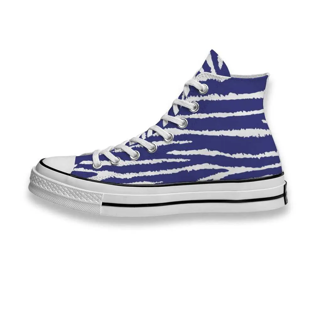 Personalizado impresso azul tigre tigre tigre tênis altos unisex homens homens running shoes skate diy treinadores lona sapato casual