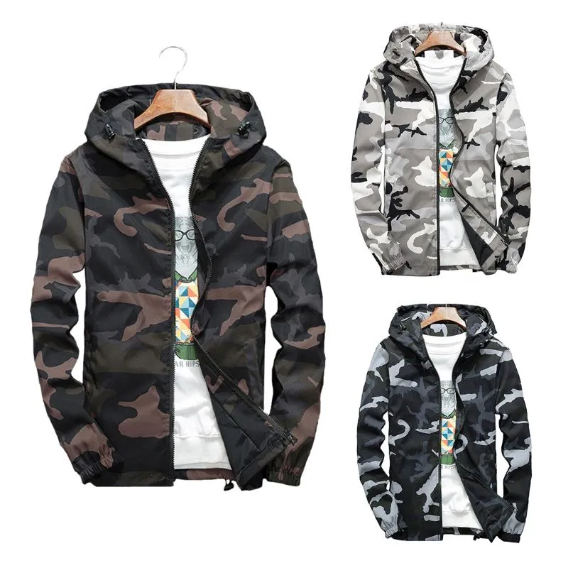 Taktyczna Kamuflaż Kurtka Mężczyźni Casual Hoodie Kurtki Streetwear Jesień Camo Kapturem Wiatrówka Płaszcz Męski Znosić