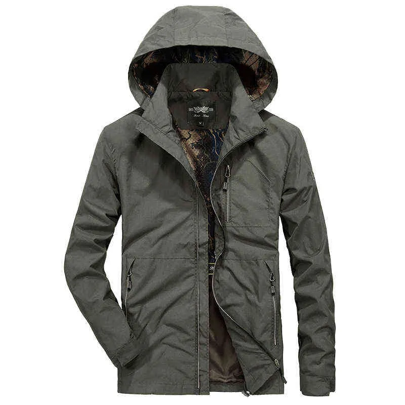 Spring Jacket Men Military Jacket Coat Male Chaqueta Hombre Hooded Collar Big Size M-5XL Windbreaker Men Jaqueta Masculina Y1109