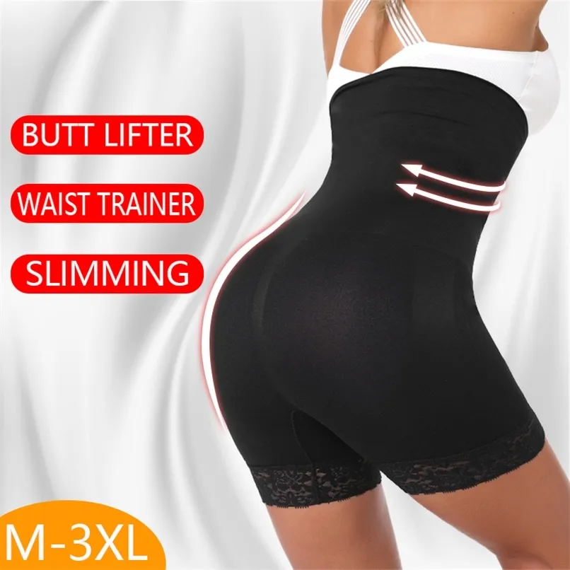 Visst du gillar kvinnor hög midja tränare rumpa lift body shaper underkläder sexig spets slimming mage kontroll kropp shapewear corset 211116