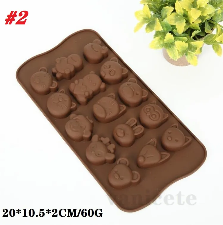 Nouvelle maison Silicone chocolat moule coeur rond pyramide dessin animé Animal Design Silicone moule 3D gelée et bonbons moule ZC041