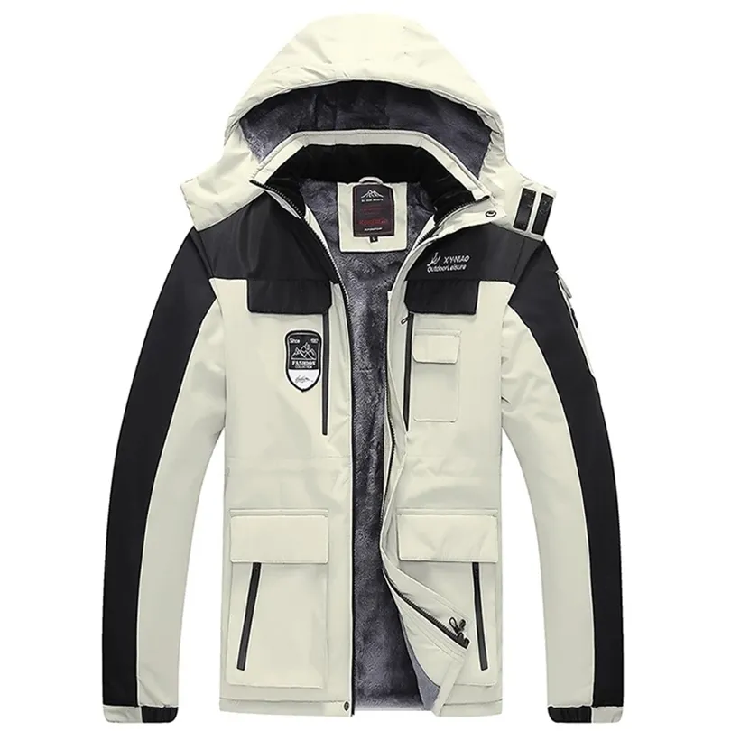 冬の暖かい防水ジャケット男性の街路壁のパーカーのコートの外装の防風帽子雪のオーバーコート服プラスサイズ8xl 211126