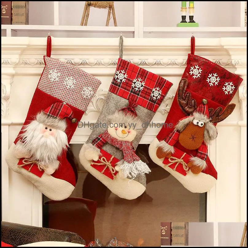 Christmas Stocking Classic Santa Snowman Reindeer Xmas Character for Family Holiday Party Hanging Decorations XBJK2109