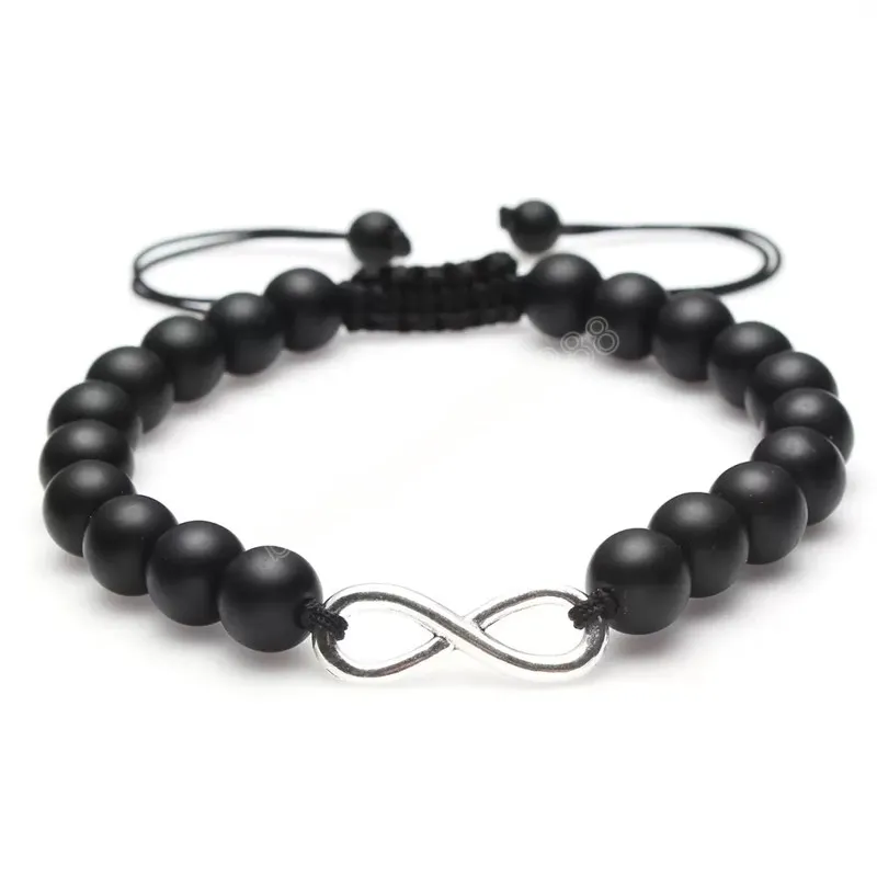 Infinity Lava Rock Türkis Perlenarmband Steinstrang verstellbare Armbänder für Damen Herren Modeschmuck