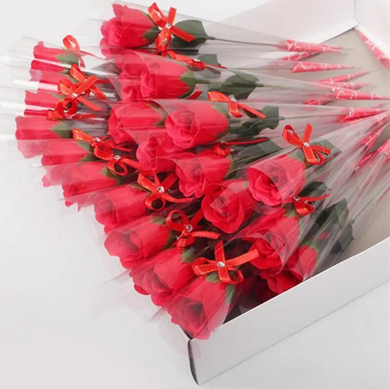 Flor de clavel rosa artificial, flores de jabón individuales para San Valentín, regalo del Día de la madre y el maestro, decoración de boda