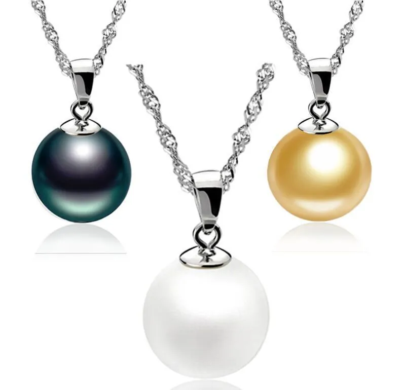 2021 Высокое качество Стерлингового серебра 925 Стерлингового серебра 12 мм Жемчужина Ожерелье Choker С Цепной Мода Серебряные Ювелирные Изделия Дешевые оптом
