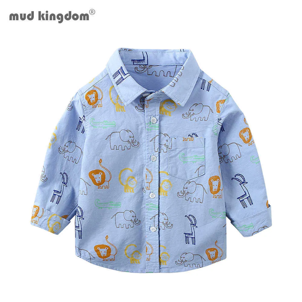 Mudkingdom Camicie per bambini da bambino Simpatico cartone animato con stampa di animali Top per bambini 210615