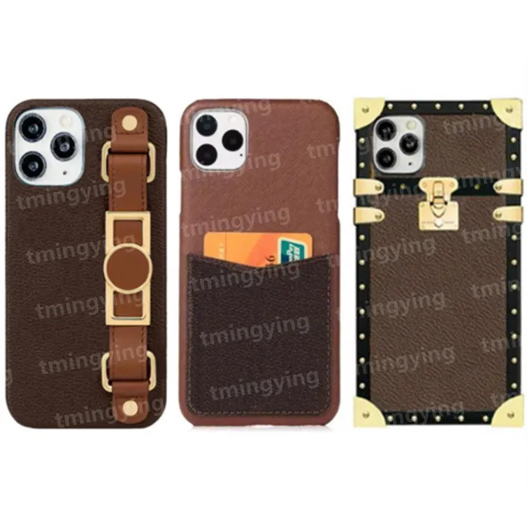 Top Leather Designer Phone Cases For iPhone 15 Pro Max 14 13 12 11 L iPhone15 15ProMax Fashion Wristband Print Back Cover Luxury Mobile Shell Card Holder Pocket Case