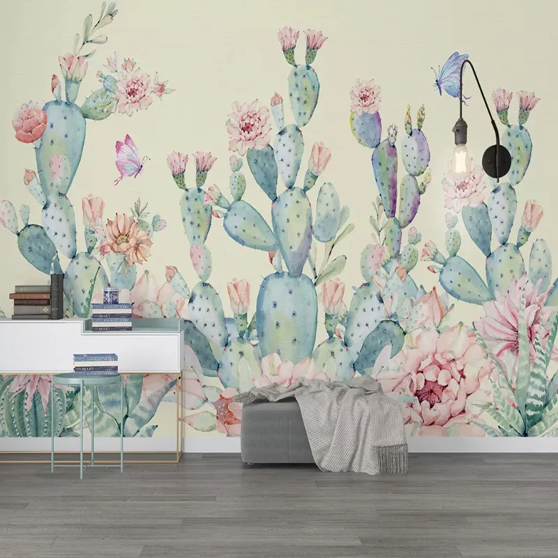 Custom 3d väggmålning modern handmålade kaktus foto tapet vardagsrum sovrum hem dekor konst väggmålning papel de parede