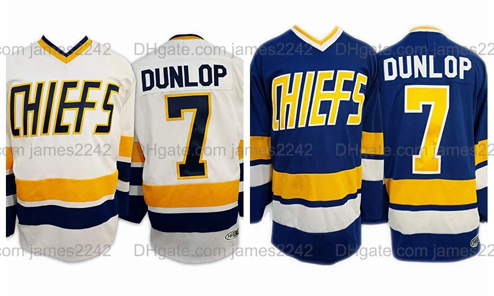 Ship From US Dunlop #7 Hockey Jersey Charlestown Chiefs Slap Shot Movie Men Hanson Brothers All Stitched S-3XL High Quality