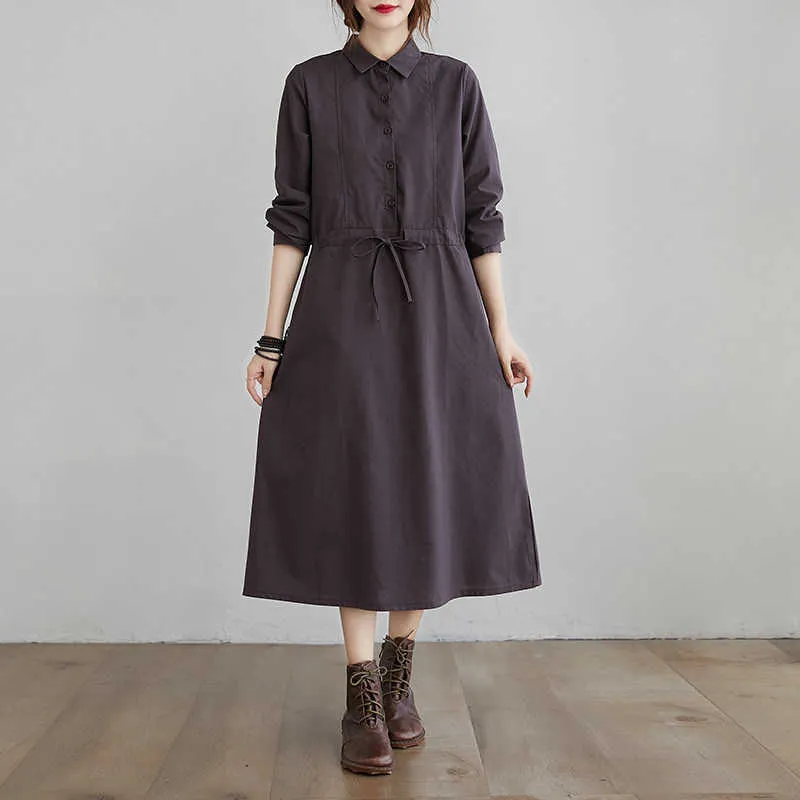 a line womens dresses Satin A Line Midi Dress With Turndown Collar main image 0