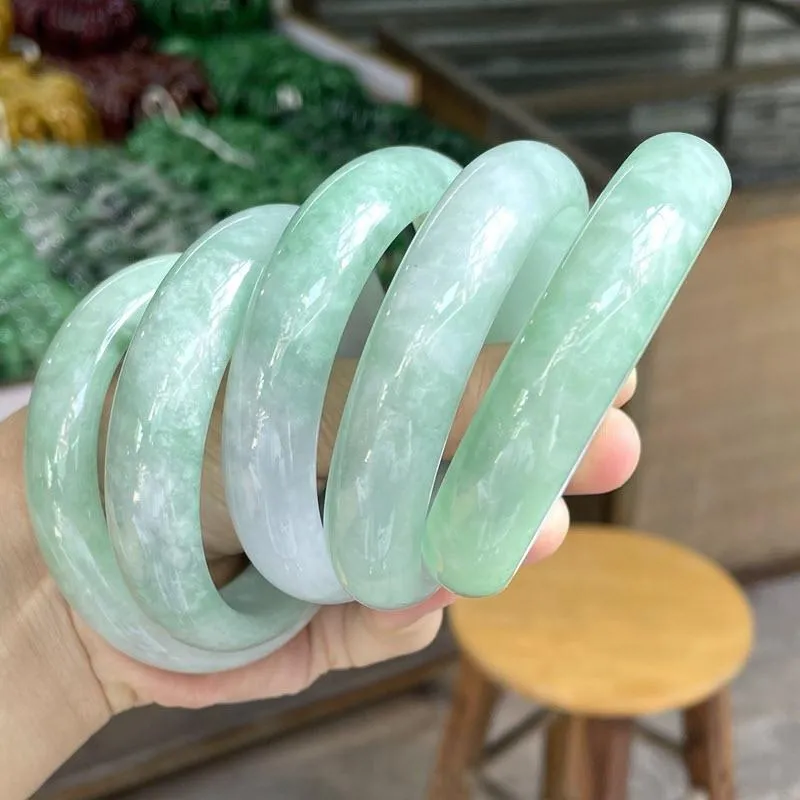 Real Light Green Jadeite Jasper Jadeite Bangle Wide Hand Jewelry For Couples From Sodatx 35.32 DHgate.Com