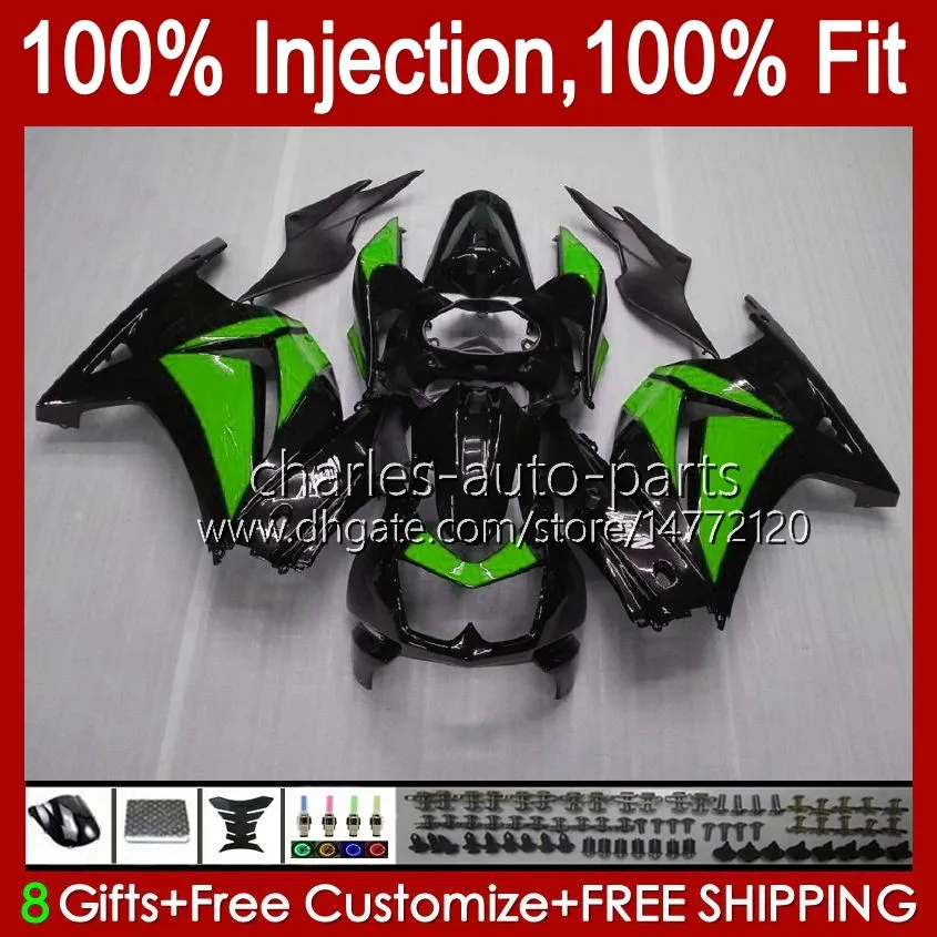 Inyección para KAWASAKI NINJA verde gris ZX250R EX250R ZX-250 ZX 250R 13HC.153 ZX250 2008 2009 2010 2011 2012 EX250 08 09 10 11 12 Carenado