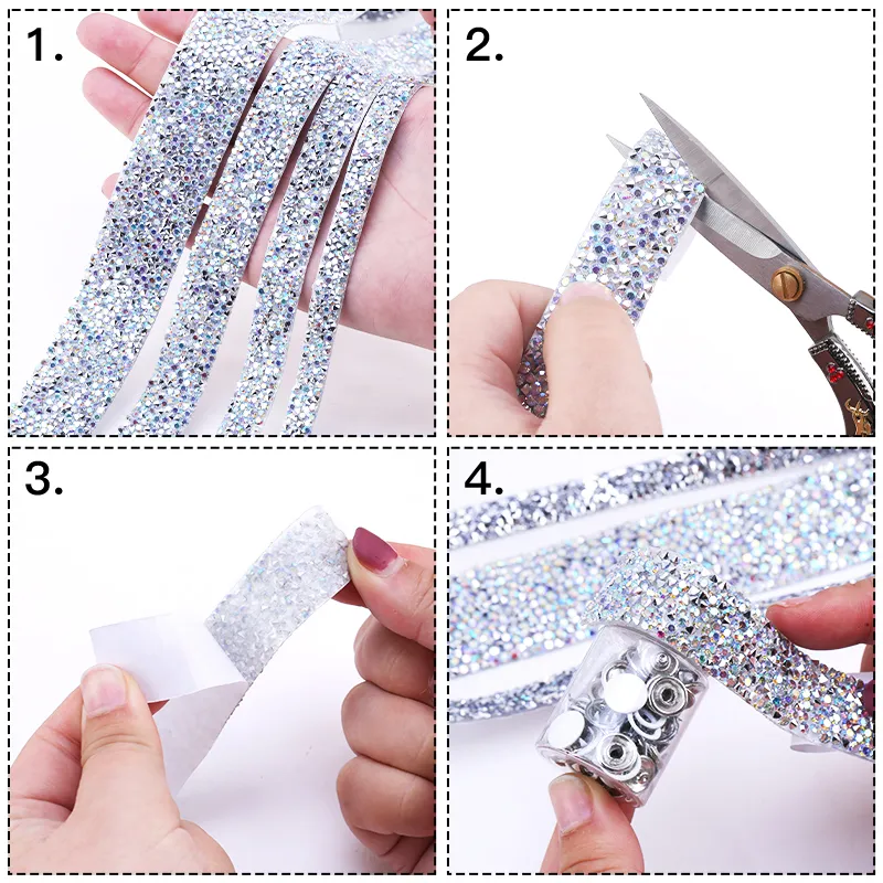 5 Rolls Rhinestone Ribbons Clothes Rhinestone Strips Self-adhesive  Rhinestone Tapes