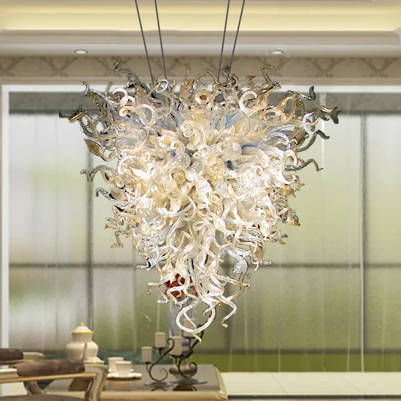 Modern Creative Hand Blown Glass Chandeliers Lamp White Chain Pendant Hanging Light for Living Room Decor Chandelier Lamps
