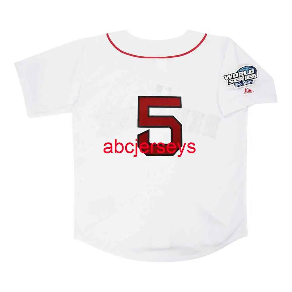 ステッチされたカスタムNOMAR Garciaparra 2004 Home White World Series Jersey Men Add name number Baseball Jersey