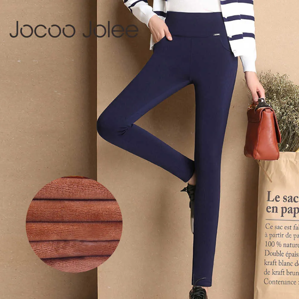 Jocoo Jolee Plus Size Pouncelers Women Office Lady Lady Slim Elegant Winter Warm Pencil Pants High Waist Stretch Thaining Leggings 210619