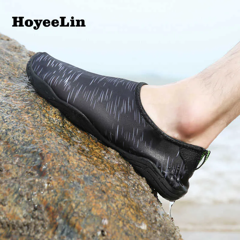 Hoyeelin Açık Su Ayakkabı Kadın erkek Kayma Hızlı Kurutma Plaj Aqua Ayakkabı Flats Yüzme Havuzu Dalış Yürüyüş Yalınayak Ayakkabı Y0714