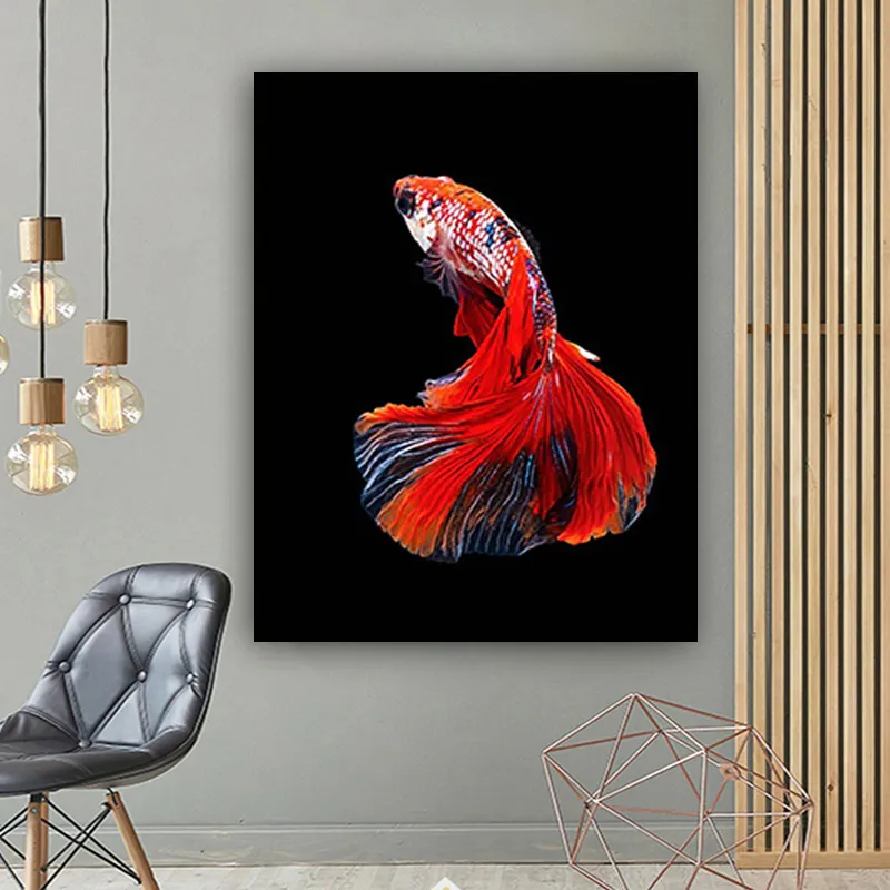 장식 물고기 다채로운 그림 현대 벽 아트 거실 캔버스 캔버스 인쇄 동물 페인팅 cuadros unframed