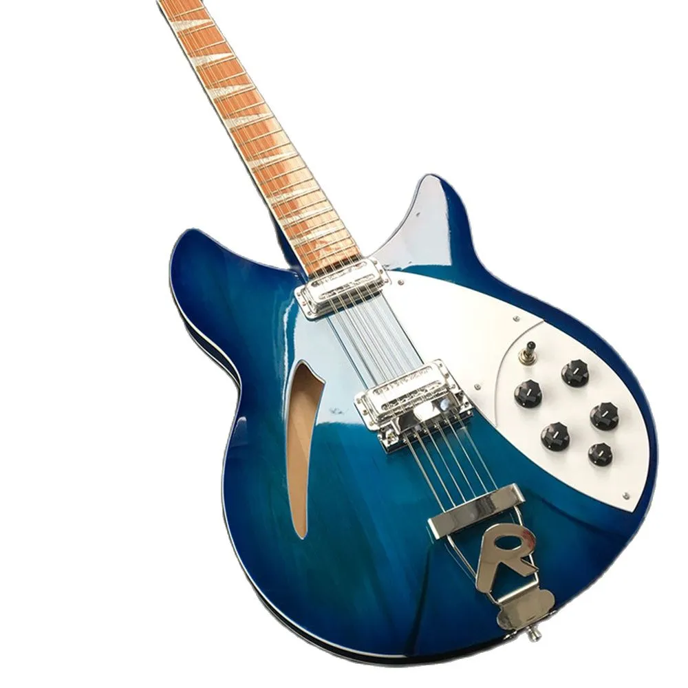 Guitare électrique acoustique bleue à 12 cordes, qualité sonore claire, instrument de jeu professionnel, nouvel arrivage 2023