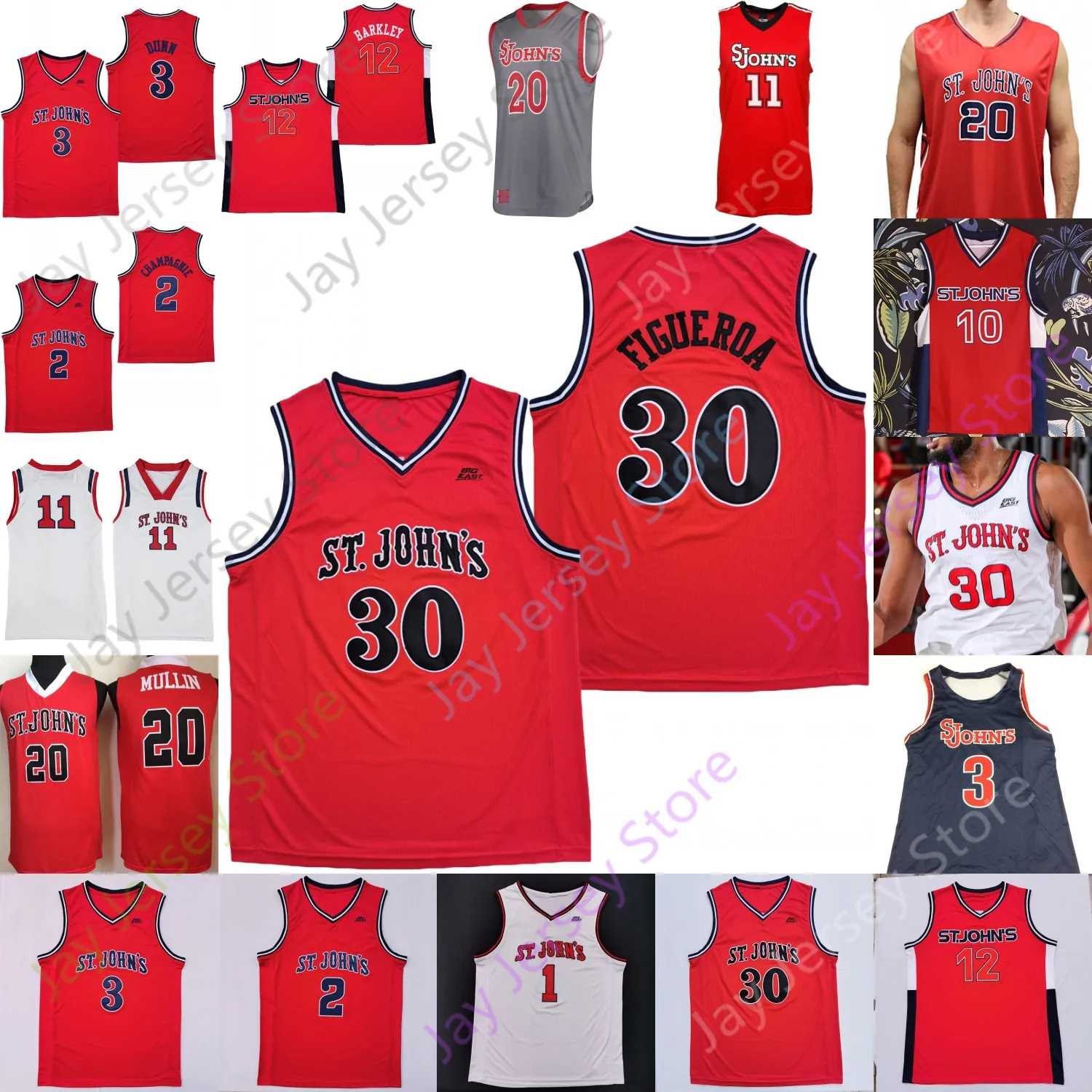 St. John's Red Storm Basketball Jersey NCAA College LJ Figueroa Julian Champagnie Mullin Artest Posh Alexander Montez Mathis Stef Smith Tareq Coburn Soriano Wheeler