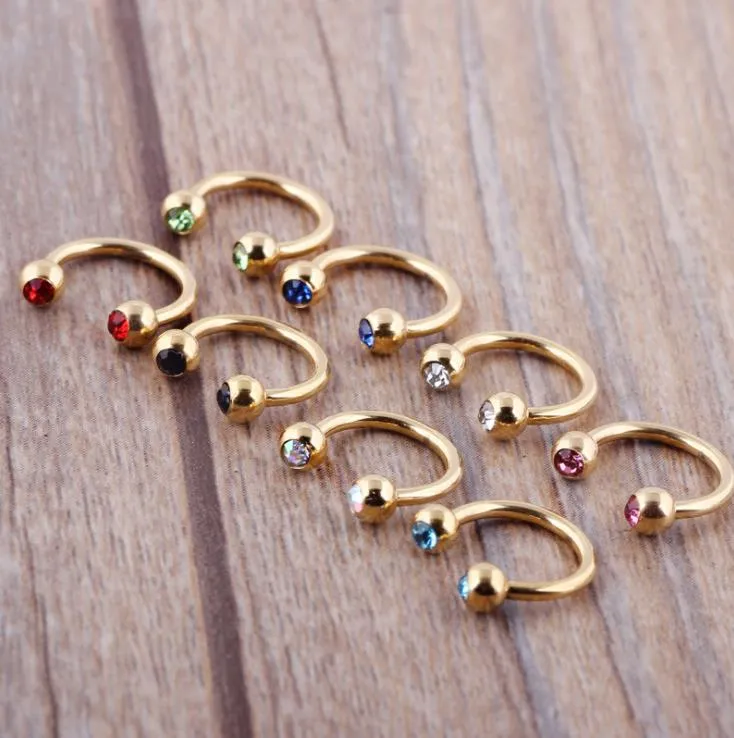 Studs Drop Delivery 2021 Gold Sier Rainbow Black Horseshoe Rings Ring 8Mm 12G Body Jewelry Piercing Tragus Earring Nose Septum