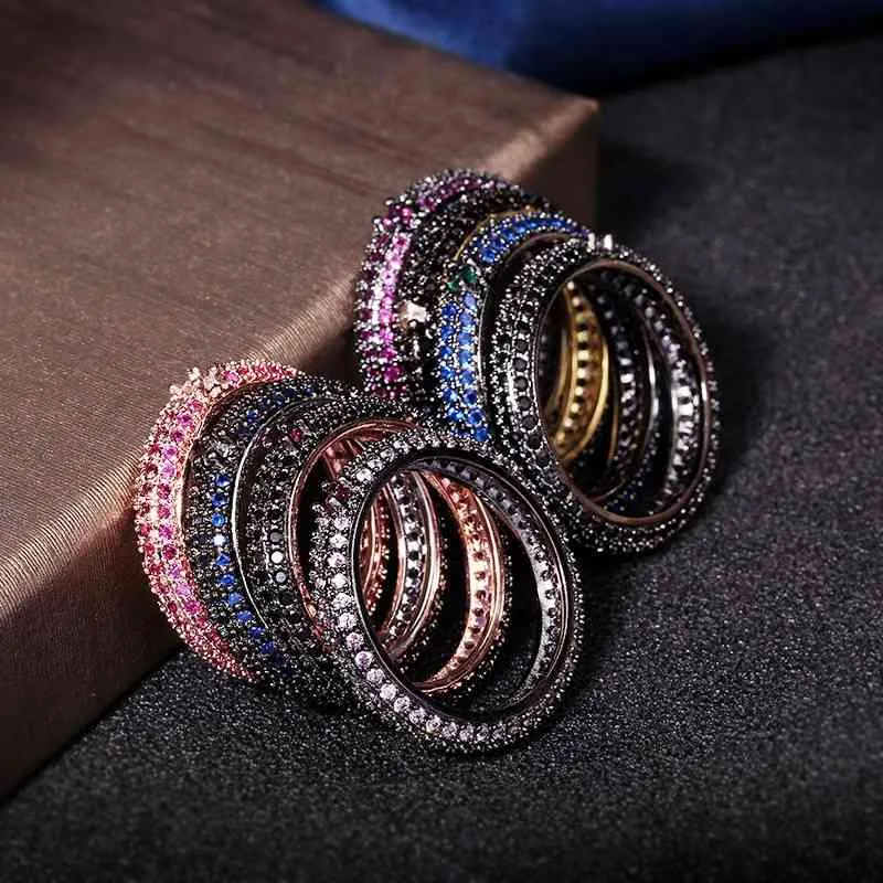 Superbe ligne Micro Pave CZ éternité empilable bague en zircone bijoux de doigt de luxe pour les cadeaux d'anniversaire de fête de mariage 8 couleurs